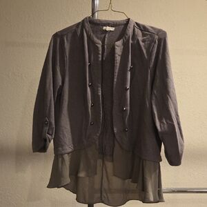 Maurices Gray Cardigan with Sheer Layer